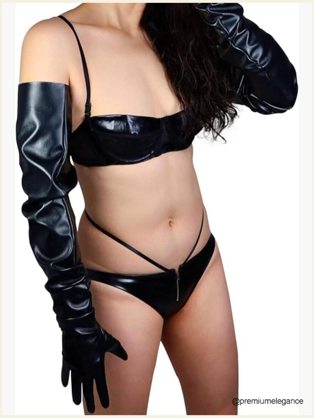 35" Oversized Long Leather Gloves, Loose Fit Shoulder Length Faux PU Costume